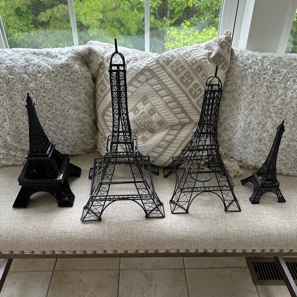 4 Paris Style Eiffel Towers - Black Centerpieces Decor
